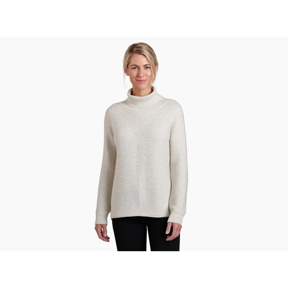 New Kuhl Solace Sweater Womens Size Medium Natural Beige Ribbed Turtleneck NWT